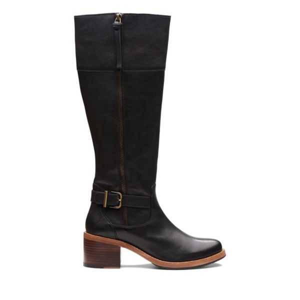 Clarks Womens Clarkdale Sona Knee High Boots Black | UK-386951